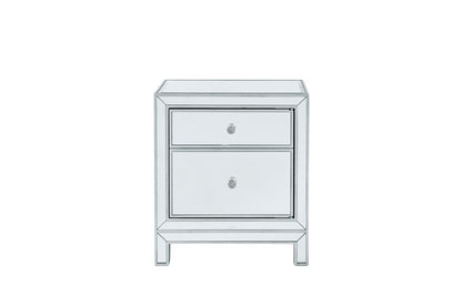 Elegant Furniture & Lighting - Reflexion Nightstand 1 door 21in. W x 14in. D x 24in. H in antique silver paint - MF72016 veiw 4