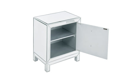 Elegant Furniture & Lighting - Reflexion Nightstand 1 door 21in. W x 14in. D x 24in. H in antique silver paint - MF72016 veiw 5