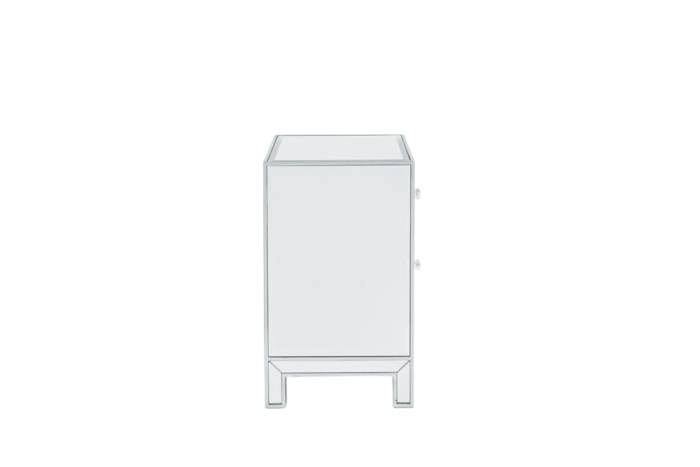 Elegant Furniture & Lighting - Reflexion Nightstand 1 door 21in. W x 14in. D x 24in. H in antique silver paint - MF72016 veiw 7