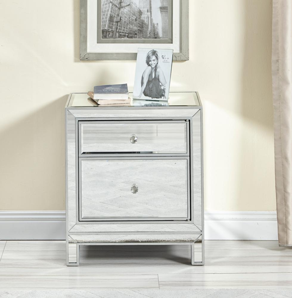 Elegant Furniture & Lighting - Reflexion Nightstand 1 door 21in. W x 14in. D x 24in. H in antique silver paint - MF72016 veiw 11