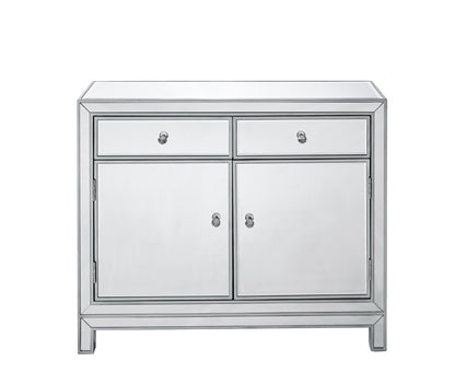 Elegant Furniture & Lighting - Reflexion Nightstand 2 drawers 2 doors 38in. W x 12in. D x 32in. H in antique silver paint - MF72002 veiw 1