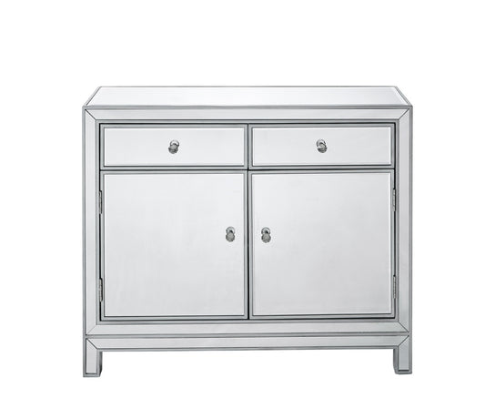 Elegant Furniture & Lighting - Reflexion Nightstand 2 drawers 2 doors 38in. W x 12in. D x 32in. H in antique silver paint - MF72002 veiw 1