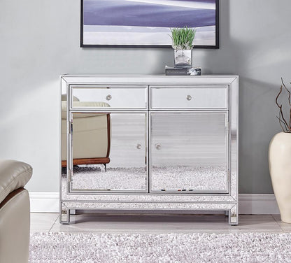 Elegant Furniture & Lighting - Reflexion Nightstand 2 drawers 2 doors 38in. W x 12in. D x 32in. H in antique silver paint - MF72002 veiw 4