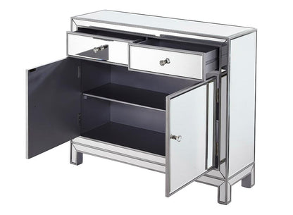 Elegant Furniture & Lighting - Reflexion Nightstand 2 drawers 2 doors 38in. W x 12in. D x 32in. H in antique silver paint - MF72002 veiw 5