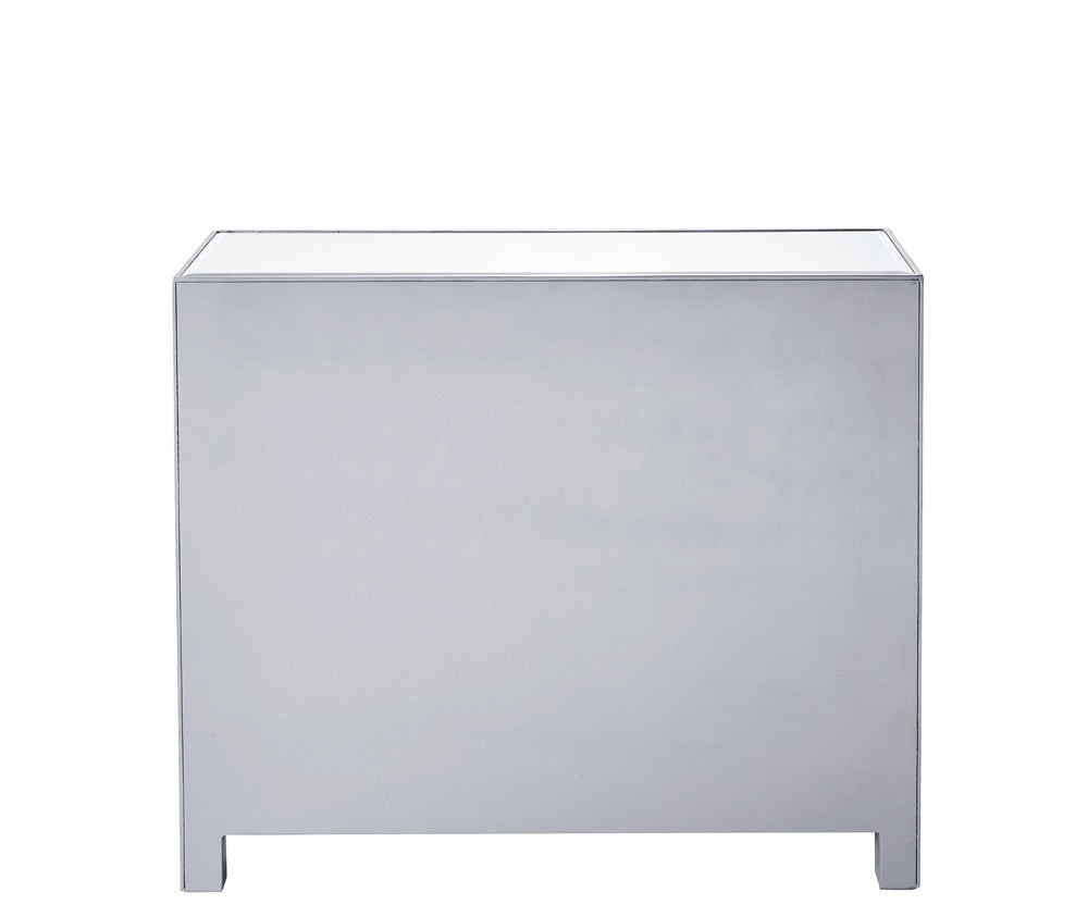 Elegant Furniture & Lighting - Reflexion Nightstand 2 drawers 2 doors 38in. W x 12in. D x 32in. H in antique silver paint - MF72002 veiw 6