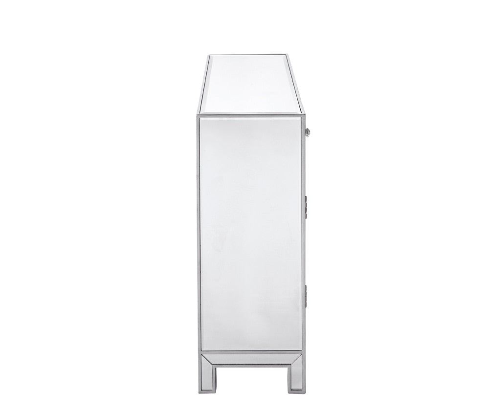 Elegant Furniture & Lighting - Reflexion Nightstand 2 drawers 2 doors 38in. W x 12in. D x 32in. H in antique silver paint - MF72002 veiw 7