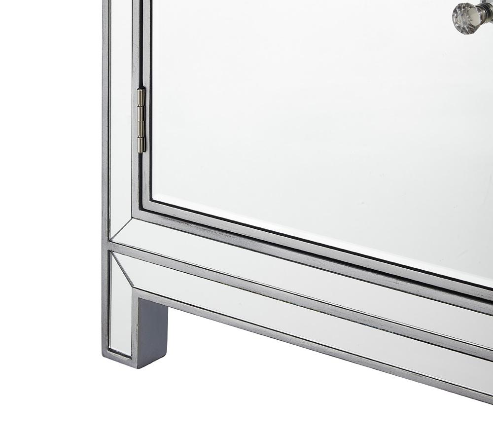 Elegant Furniture & Lighting - Reflexion Nightstand 2 drawers 2 doors 38in. W x 12in. D x 32in. H in antique silver paint - MF72002 veiw 8