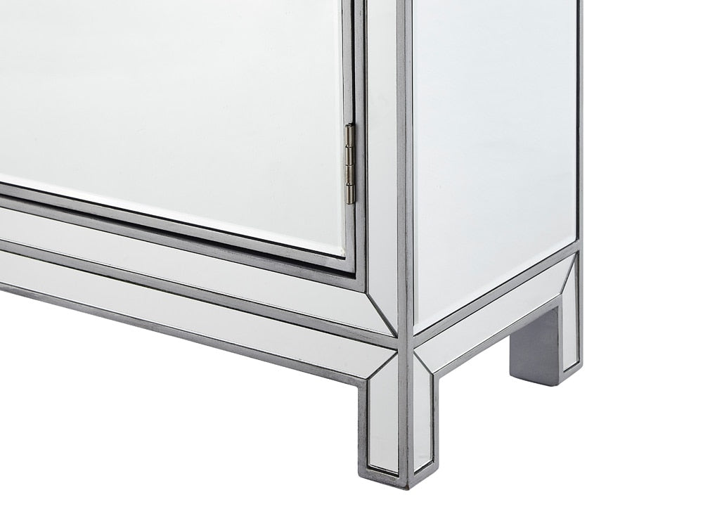 Elegant Furniture & Lighting - Reflexion Nightstand 2 drawers 2 doors 38in. W x 12in. D x 32in. H in antique silver paint - MF72002 veiw 9