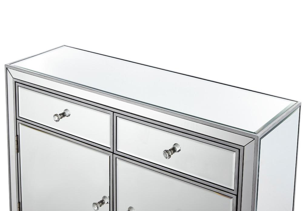 Elegant Furniture & Lighting - Reflexion Nightstand 2 drawers 2 doors 38in. W x 12in. D x 32in. H in antique silver paint - MF72002 veiw 11