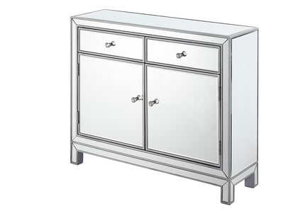 Elegant Furniture & Lighting - Reflexion Nightstand 2 drawers 2 doors 38in. W x 12in. D x 32in. H in antique silver paint - MF72002 veiw 12