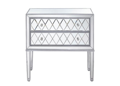 Elegant Furniture & Lighting - Reflexion Nightstand 2 drawers 34in. W x 16in. D x 34in. H in antique silver paint - MF72045 veiw 1