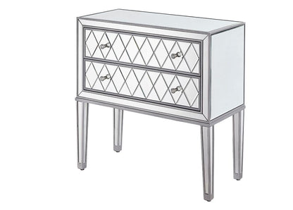 Elegant Furniture & Lighting - Reflexion Nightstand 2 drawers 34in. W x 16in. D x 34in. H in antique silver paint - MF72045 veiw 4