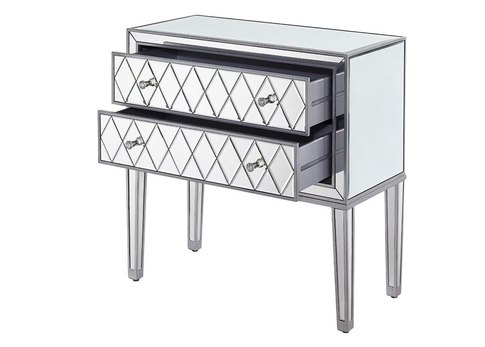 Elegant Furniture & Lighting - Reflexion Nightstand 2 drawers 34in. W x 16in. D x 34in. H in antique silver paint - MF72045 veiw 5