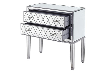 Elegant Furniture & Lighting - Reflexion Nightstand 2 drawers 34in. W x 16in. D x 34in. H in antique silver paint - MF72045 veiw 5