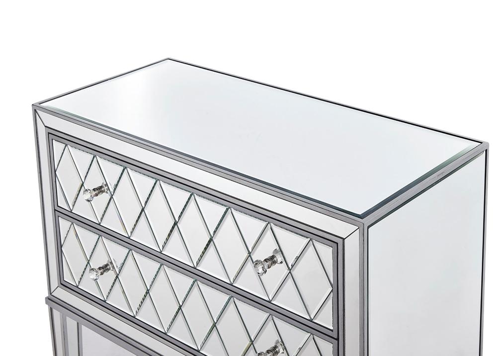 Elegant Furniture & Lighting - Reflexion Nightstand 2 drawers 34in. W x 16in. D x 34in. H in antique silver paint - MF72045 veiw 6