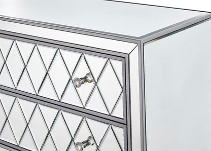 Elegant Furniture & Lighting - Reflexion Nightstand 2 drawers 34in. W x 16in. D x 34in. H in antique silver paint - MF72045 veiw 7