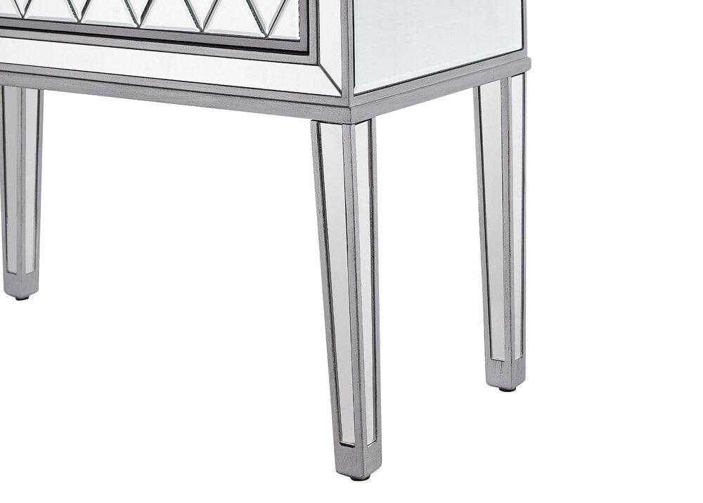 Elegant Furniture & Lighting - Reflexion Nightstand 2 drawers 34in. W x 16in. D x 34in. H in antique silver paint - MF72045 veiw 8