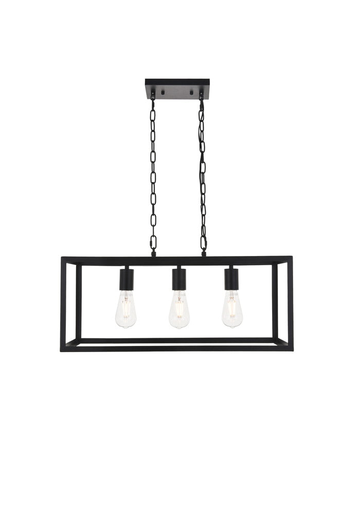 Elegant Furniture & Lighting - Resolute 3 light black Pendant - LD4063D25BK veiw 1