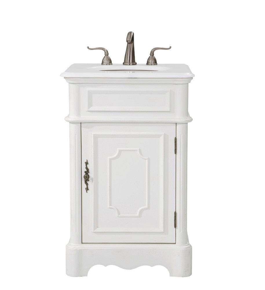 Elegant Furniture & Lighting - Retro 21 inch Single Bathroom vanity in Antique White with ivory white engineered marble - VF30421AW-VW veiw 1