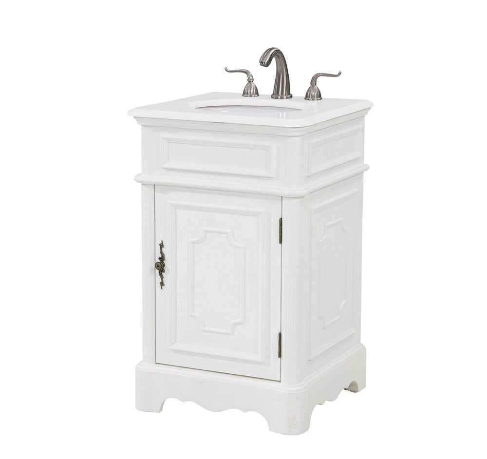 Elegant Furniture & Lighting - Retro 21 inch Single Bathroom vanity in Antique White with ivory white engineered marble - VF30421AW-VW veiw 2