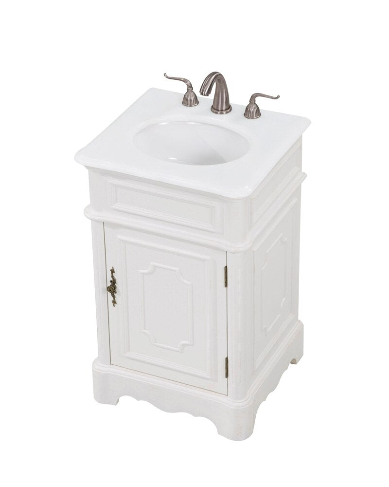 Elegant Furniture & Lighting - Retro 21 inch Single Bathroom vanity in Antique White with ivory white engineered marble - VF30421AW-VW veiw 3