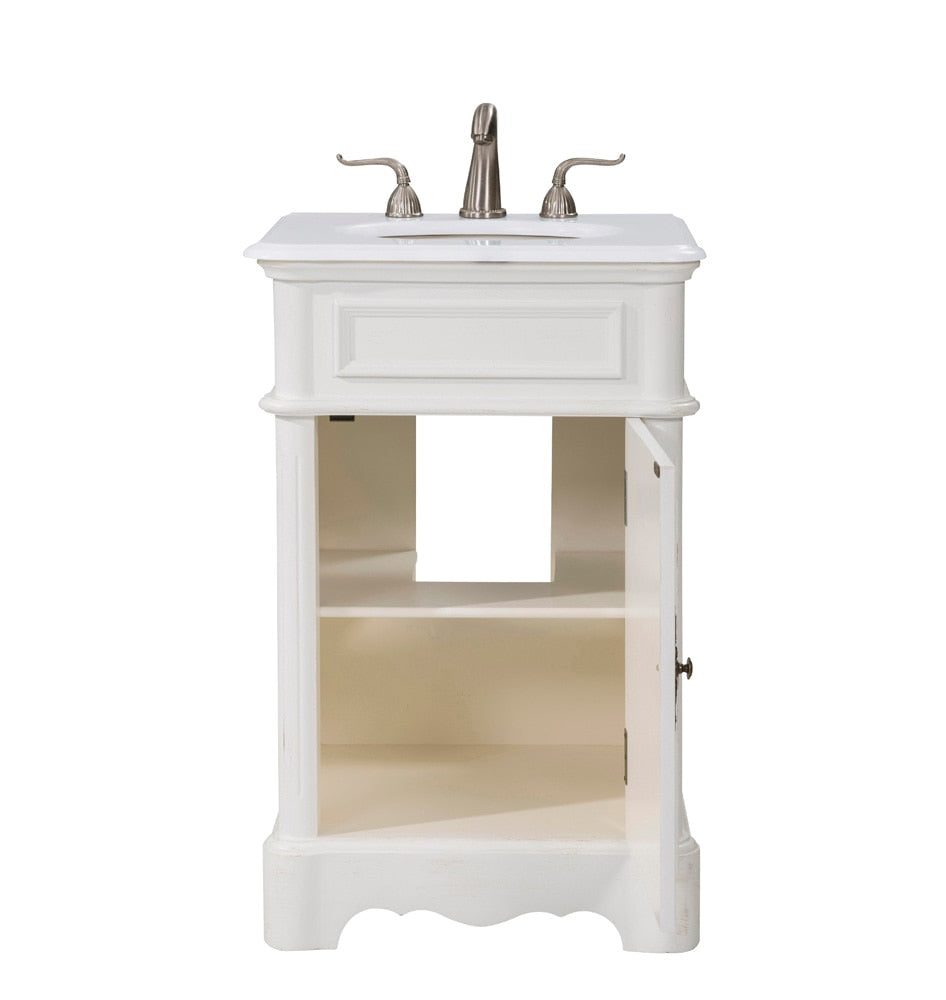 Elegant Furniture & Lighting - Retro 21 inch Single Bathroom vanity in Antique White with ivory white engineered marble - VF30421AW-VW veiw 5
