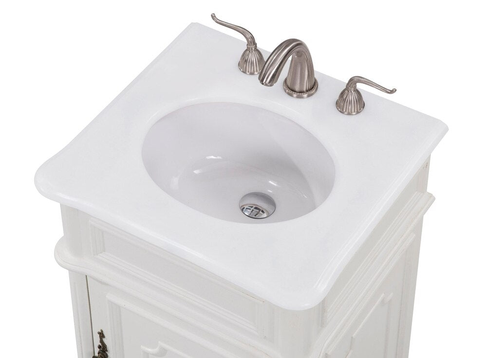 Elegant Furniture & Lighting - Retro 21 inch Single Bathroom vanity in Antique White with ivory white engineered marble - VF30421AW-VW veiw 6