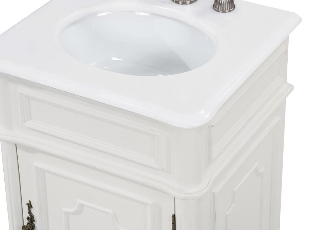Elegant Furniture & Lighting - Retro 21 inch Single Bathroom vanity in Antique White with ivory white engineered marble - VF30421AW-VW veiw 7