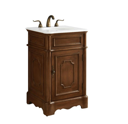 Elegant Furniture & Lighting - Retro 21 inch Single Bathroom vanity in Teak with ivory white engineered marble - VF30421TK-VW veiw 2