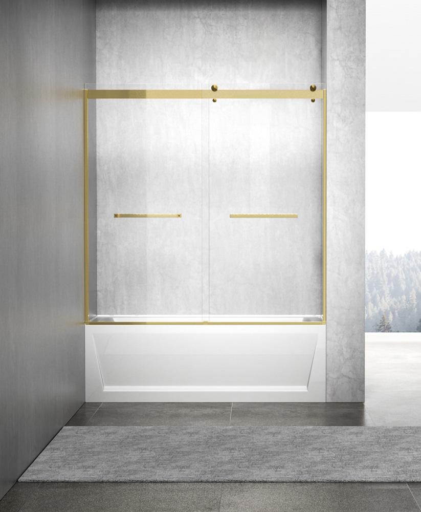 Elegant Furniture & Lighting - Ross Frameless tub door 60 x 60 Brushed Gold - TD222-6060BGD view 1