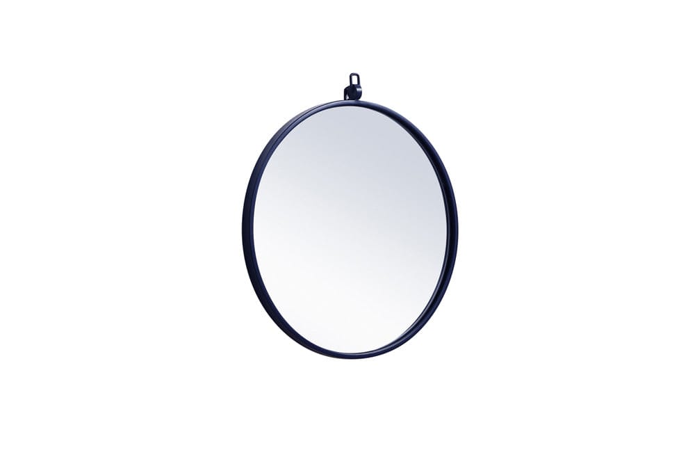 Elegant Furniture & Lighting - Rowan Metal frame Round Mirror with decorative hook 24 inch Black finish - MR4051BK view 2