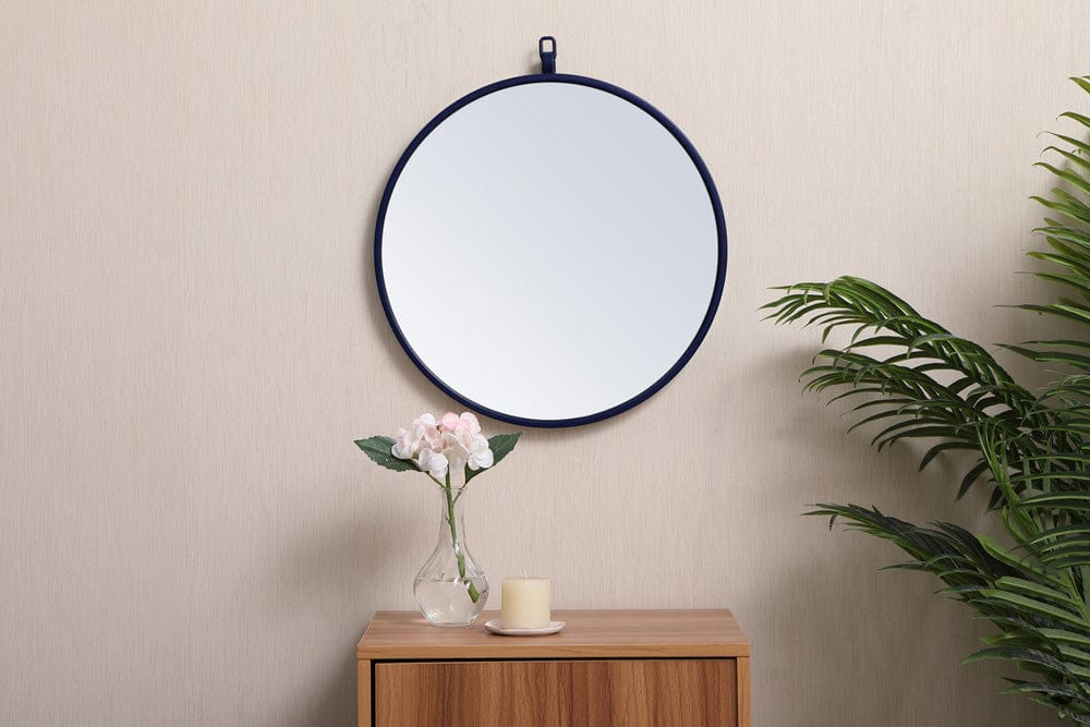 Elegant Furniture & Lighting - Rowan Metal frame Round Mirror with decorative hook 24 inch Black finish - MR4051BK view 5