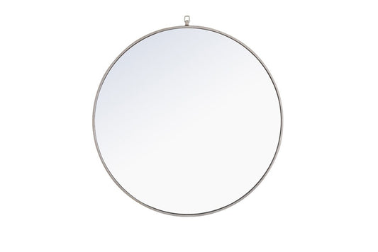 Elegant Furniture & Lighting - Rowan Metal frame Round Mirror with decorative hook 36 inch Silver finish - MR4063S view 1