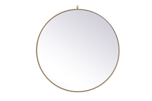 Elegant Furniture & Lighting - Rowan Metal frame round mirror with decorative hook 39 inch in Brass - MR4739BR view 1