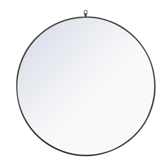 Elegant Furniture & Lighting - Rowan Metal frame Round Mirror with decorative hook 42 inch Black finish - MR4064BK view 1