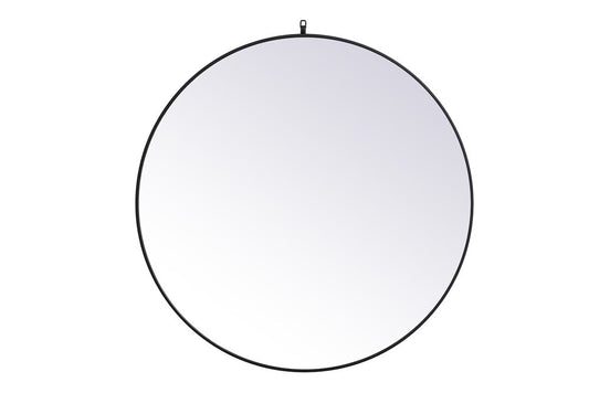 Elegant Furniture & Lighting - Rowan Metal frame round mirror with decorative hook 45 inch in Black - MR4745BK view 1