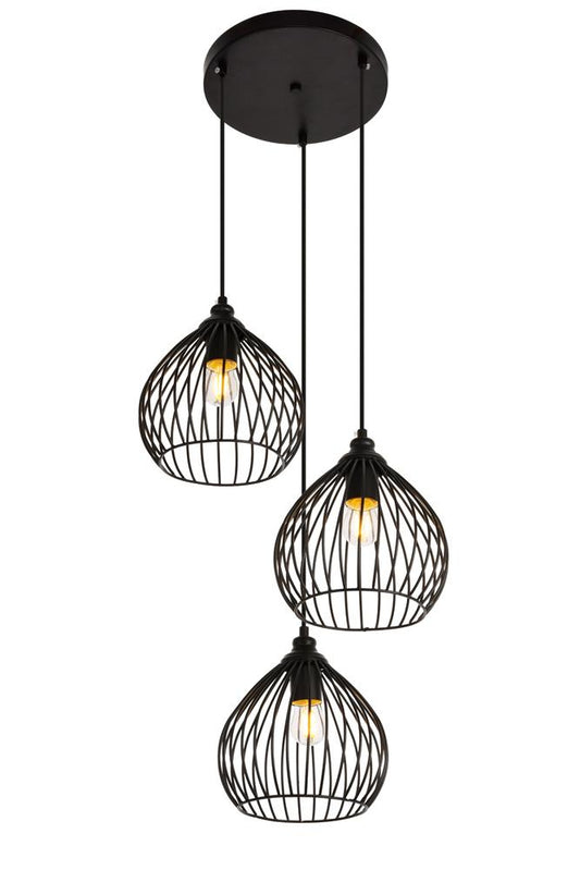 Elegant Furniture & Lighting - Sayer Pendant D16.0 H23.1 Lt:3 Black Finish - LDPD2095 veiw 1