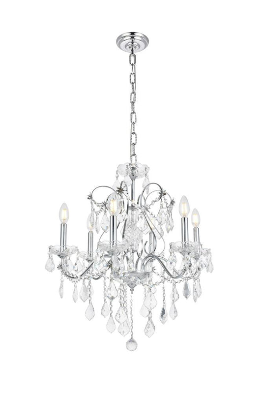 Elegant Furniture & Lighting - St. Francis 6 light Chrome Chandelier Clear Royal Cut Crystal - V2015D24C/RC veiw 1