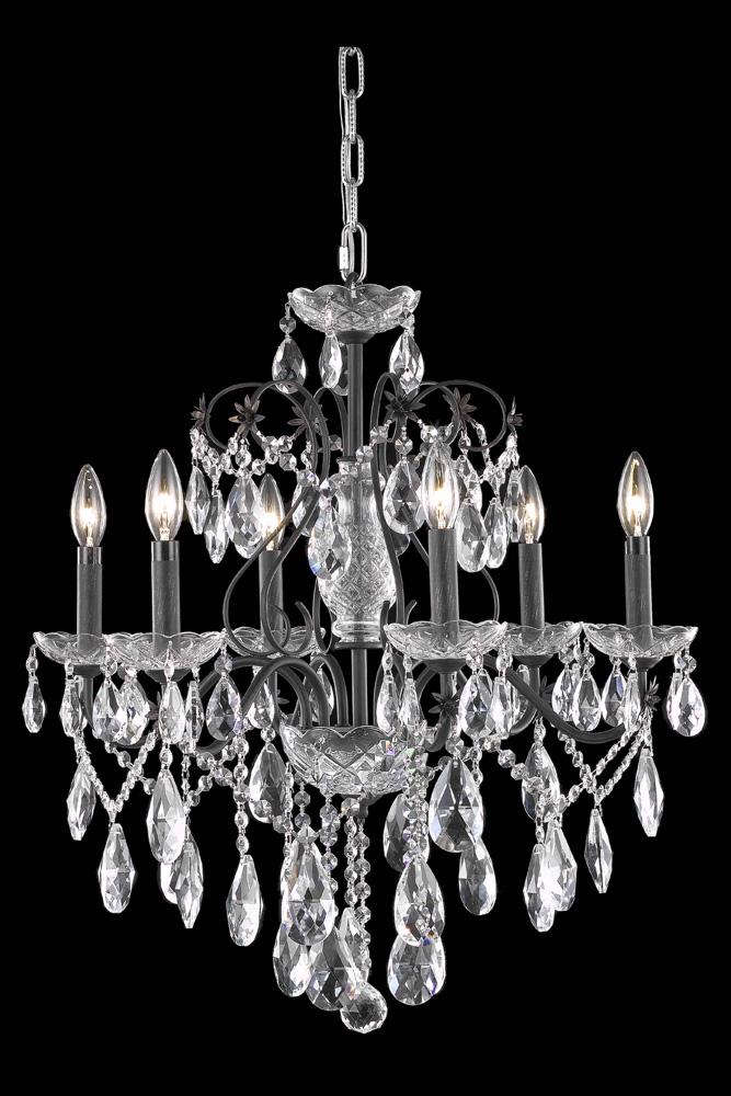 Elegant Furniture & Lighting - St. Francis 6 light Dark Bronze Chandelier Clear Royal Cut Crystal - 2016D24DB/RC veiw 1