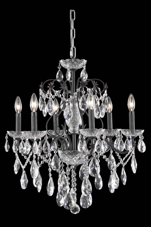 Elegant Furniture & Lighting - St. Francis 6 light Dark Bronze Chandelier Clear Royal Cut Crystal - 2016D24DB/RC veiw 1