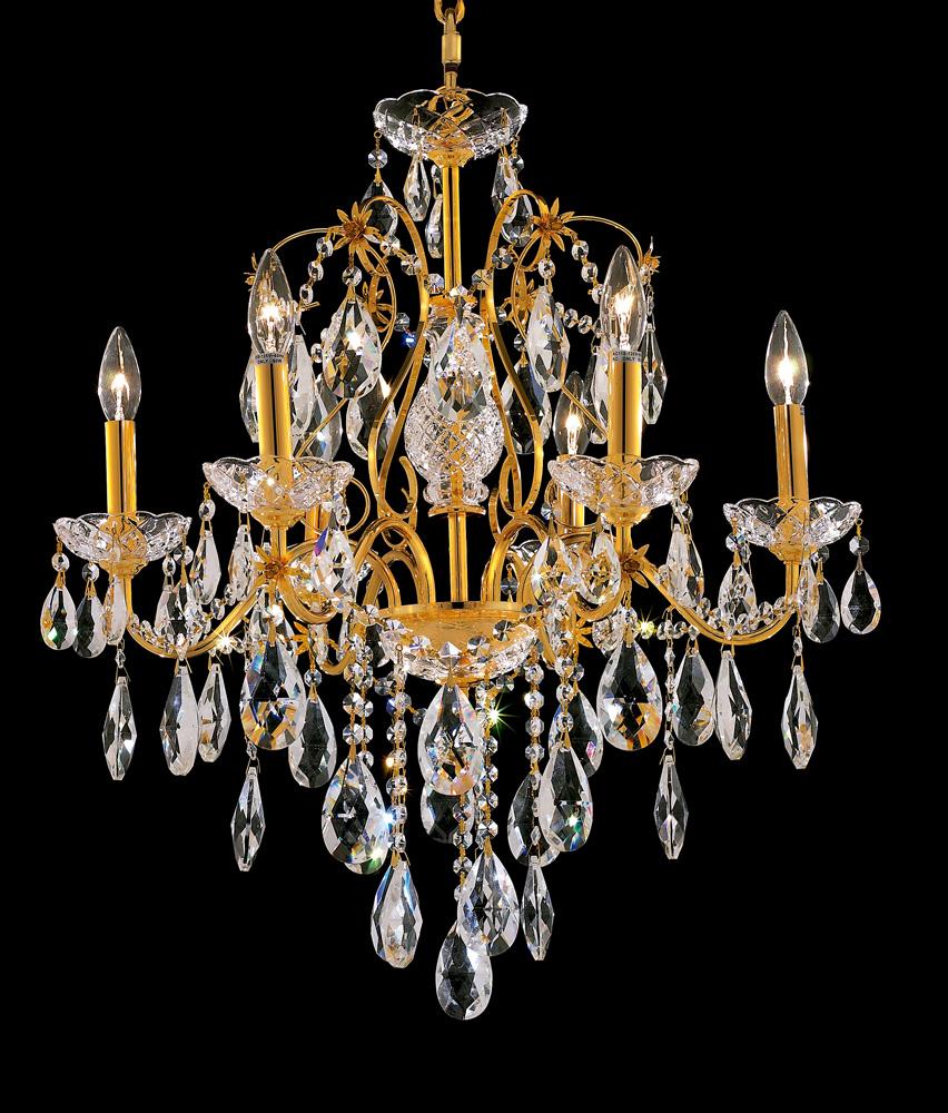Elegant Furniture & Lighting - St. Francis 6 light Gold Chandelier Clear Royal Cut Crystal - 2016D24G/RC veiw 1