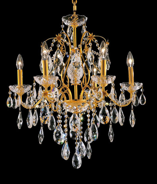 Elegant Furniture & Lighting - St. Francis 6 light Gold Chandelier Clear Royal Cut Crystal - 2016D24G/RC veiw 1