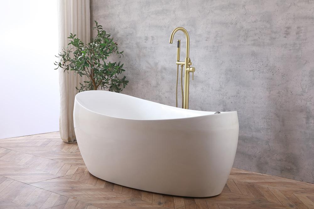 Elegant Furniture & Lighting - Steven Floor Mounted Roman Tub Faucet with Handshower in Brushed Gold - FAT-8001BGD view 2