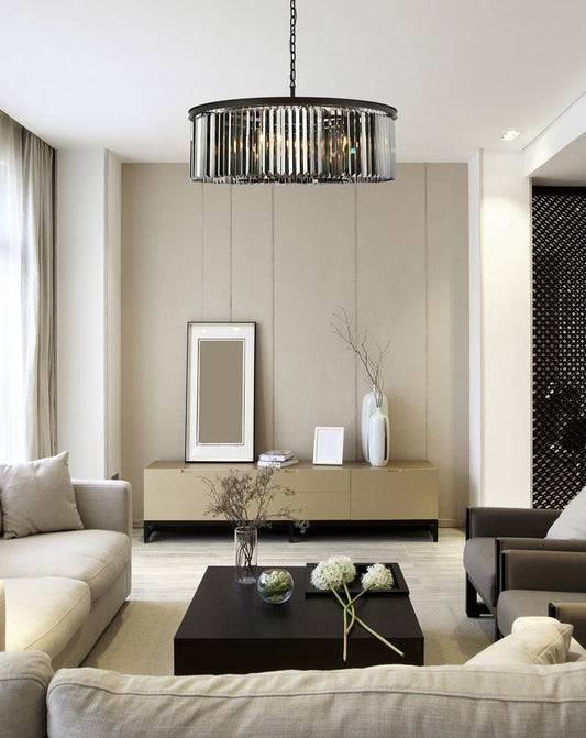 Elegant Furniture & Lighting - Sydney 10 light Matte Black Chandelier Silver Shade (Grey) Royal Cut Crystal - 1238G43MB-SS/RC veiw 1