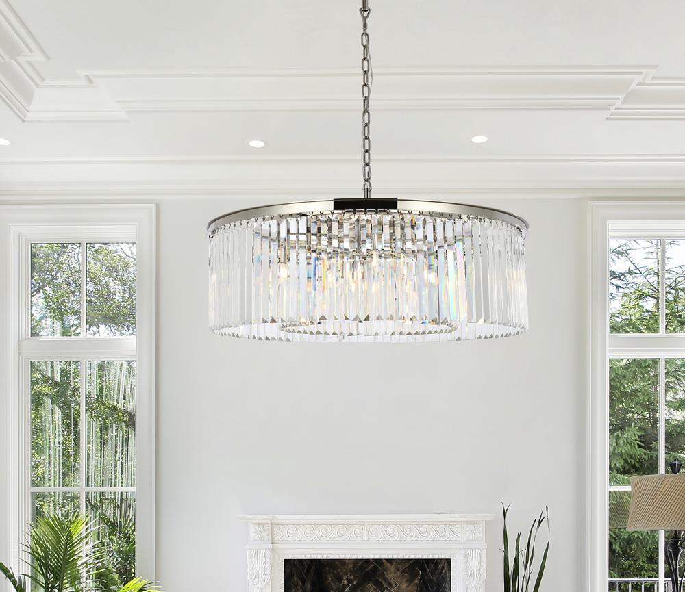 Elegant Furniture & Lighting - Sydney 10 light polished nickel Chandelier Clear Royal Cut Crystal - 1238G43PN/RC veiw 1