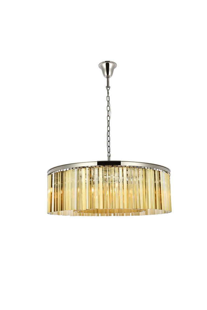 Elegant Furniture & Lighting - Sydney 10 light polished nickel Chandelier Golden Teak (Smoky) Royal Cut Crystal - 1208G43PN-GT/RC veiw 1