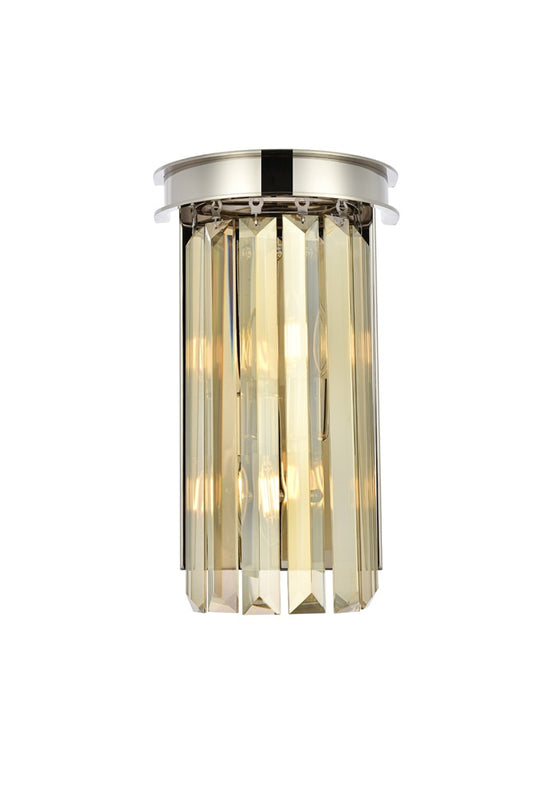Elegant Furniture & Lighting - Sydney 2 light polished nickel Wall Sconce Golden Teak (Smoky) Royal Cut Crystal - 1238W8PN-GT/RC veiw 1