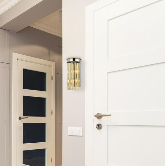 Elegant Furniture & Lighting - Sydney 2 light polished nickel Wall Sconce Golden Teak (Smoky) Royal Cut Crystal - 1208W8PN-GT/RC veiw 1