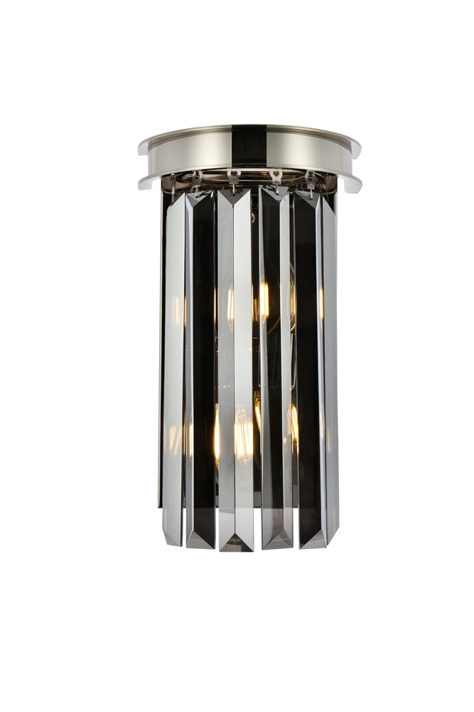 Elegant Furniture & Lighting - Sydney 2 light polished nickel Wall Sconce Silver Shade (Grey) Royal Cut Crystal - 1238W8PN-SS/RC veiw 1