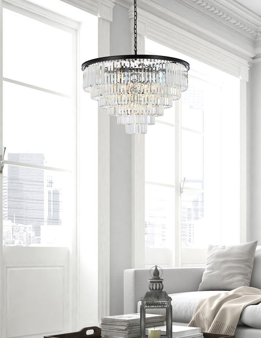 Elegant Furniture & Lighting - Sydney 33 light Matte Black Chandelier Clear Royal Cut Crystal - 1231D44MB/RC veiw 1